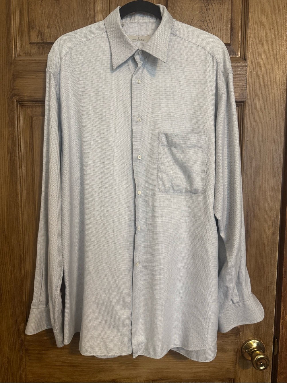 Ermenegildo Zegna Pale Blue Textured Long-Sleeve Dress Shirt